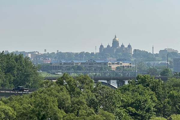 The Iowa state Capitol is seen through smoky skies due to wildfires in Canada, Wednesday, June 4, in Des Moines, Iowa. (AP Photo/Scott McFetridge)