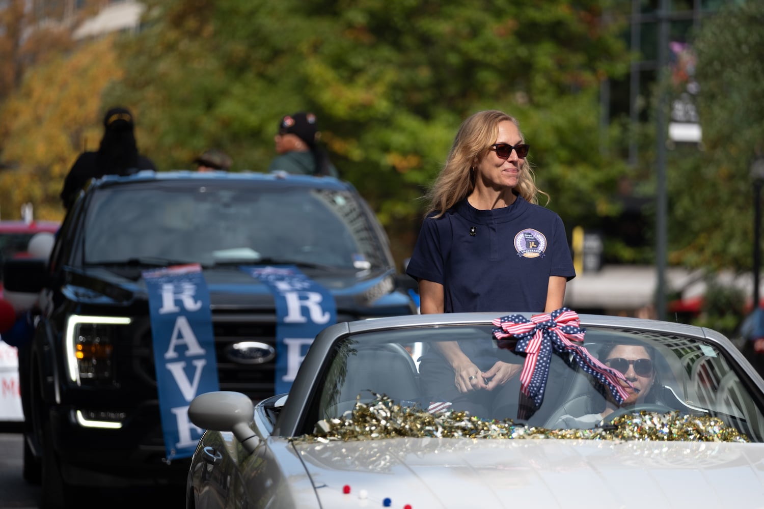 Retired Army Lt. Col. Raquel Durden, who was named the Georgia Woman Veteran of the Year, People rides in the Georgia Veterans Day Parade in Midtown Atlanta on Saturday, Nov. 8, 2025.   Ben Gray for the Atlanta Journal-Constitution