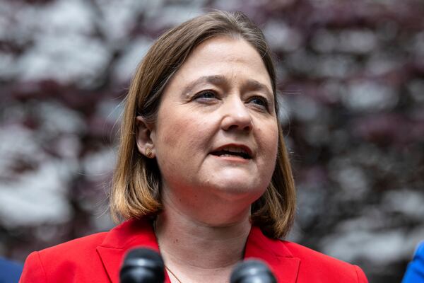 FILE - Iowa Attorney General Brenna Bird speaks at a press conference, May 13, 2024, in New York. (AP Photo/Stefan Jeremiah, File)