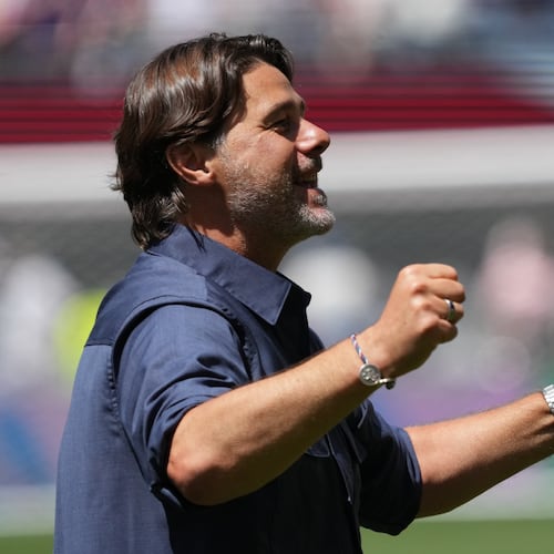 United States head coach Mauricio Pochettino reacts after the World Cup Group D soccer match between the United States and Australia in Seattle, Friday, June 19, 2026. (AP Photo/Ted S. Warren)