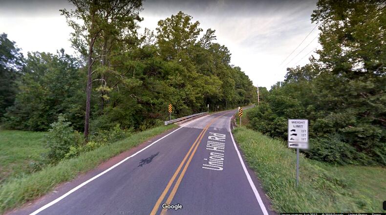 Cherokee County plans to replace the Union Hill Road bridge over Mill Creek and has agreed to reimburse a water and sewer authority its costs to relocate a water main for the project. GOOGLE MAPS