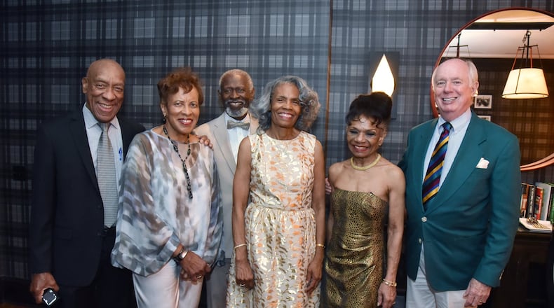 Alvin and Lydia Foster (from left), Lawrence and Marva Carter, and Vivian and John Ingersoll gather for their 50th anniversary dinner at the Ritz-Carlton Atlanta on July 26, 2019. Unknown to one another at the time, the three couples all married within a few weeks of one another in the summer of 1969 and then met at Boston University. HYOSUB SHIN / HYOSUB.SHIN@AJC.COM