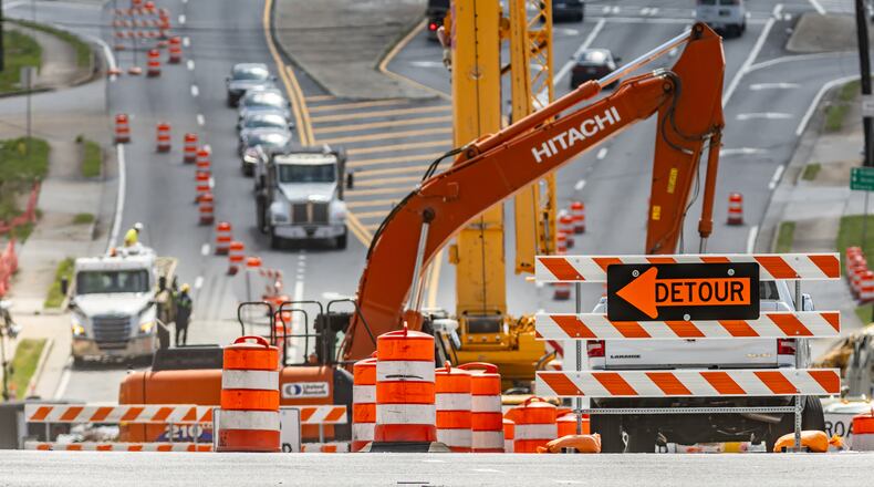Motorists were greeted Monday morning, April 29, 2024 with the North Druid Hills Road bridge over North Fork Peachtree Creek closed for 90 days while the Georgia Department of Transportation works on replacing the bridge between I-85 and Buford Highway. The bridge is expected to reopen before Wednesday morning's commute. (John Spink/AJC)