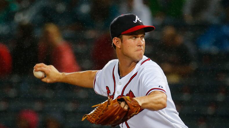 ATLANTA, GA - OCTOBER 01: Ryan Weber #68 of the Atlanta Braves pitches in the second inning against the Washington Nationals at Turner Field on October 1, 2015 in Atlanta, Georgia. (Photo by Kevin C. Cox/Getty Images)