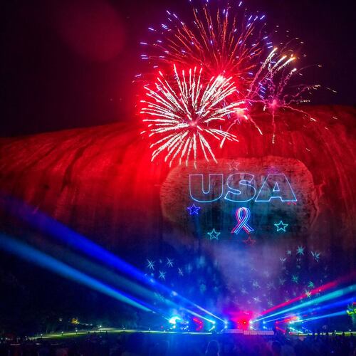 A special extended fireworks show will light up the sky nightly after the Music Across America Drone & Light Show during Stone Mountain Park’s Memorial Day weekend. (Courtesy of Stone Mountain Park)