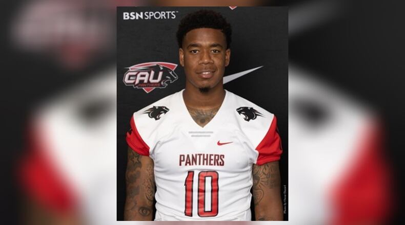 Elijah Odom, 23, played in 10 games as a quarterback at Clark Atlanta University last season. He was arrested in DeKalb County on Sunday.