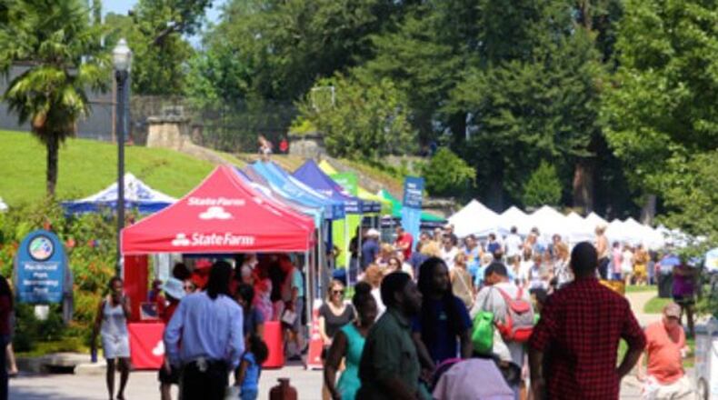 The Piedmont Park Arts Festival will feature exhibition booths for artists to showcase their pieces, as seen here at last year’s festival. CONTRIBUTED BY THE ATLANTA FOUNDATION FOR PUBLIC SPACES