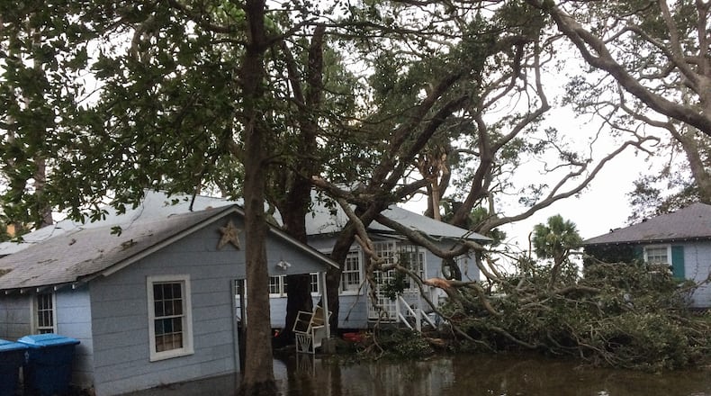 Alex Binkney's home on St. Simons Island, where widespread flooding and power outages has officials blocking entry and exit of the island after Tropical Storm Irma. Glynn County was also shut down Monday night.