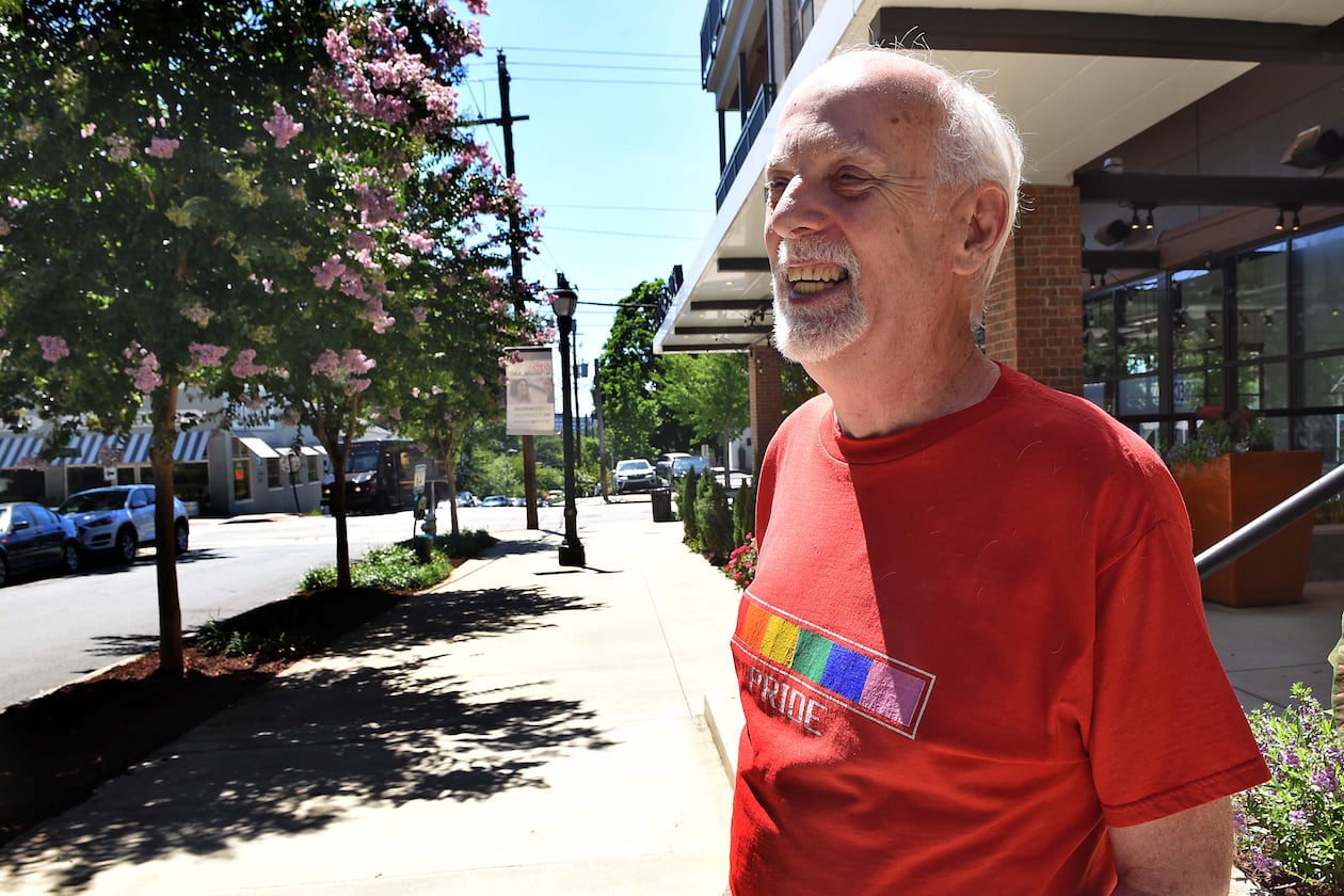 LGBTQ historian Dave Hayward pictured in Midtown on June 18, 2021. (Ryon Horne/AJC file)