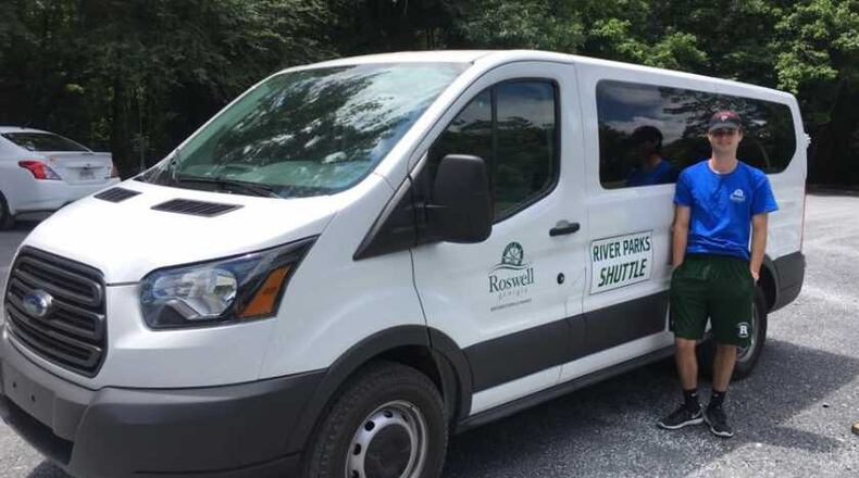 The shuttle is free and makes seven stops along the Chattahoochee River.