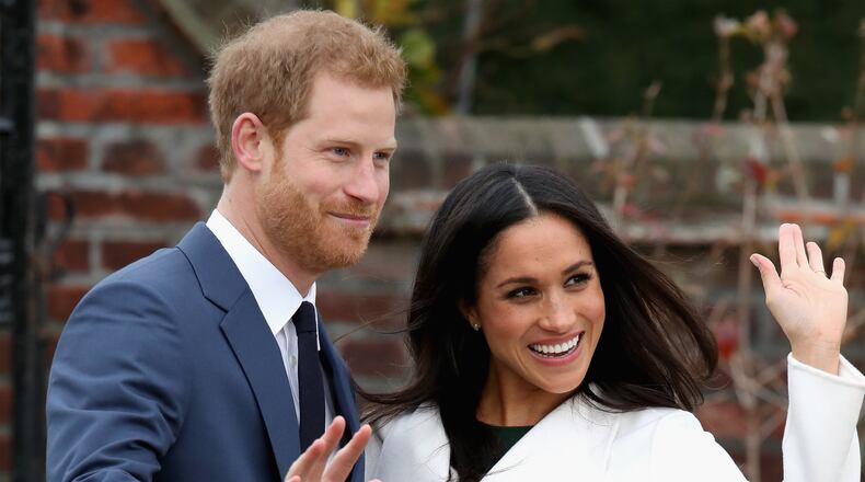 Prince Harry and Meghan Markle during an official photocall to announce their engagement in 2017. (Photo by Chris Jackson/Getty Images)