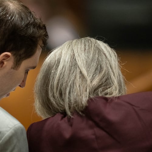 Tyler Robinson, left, charged in the fatal shooting of Charlie Kirk, speaks with defense attorney Staci Visser as he attends a preliminary hearing in 4th District Court in Provo, Utah, Tuesday, Sept. 1, 2026. (Francisco Kjolseth/The Salt Lake Tribune via AP, Pool)