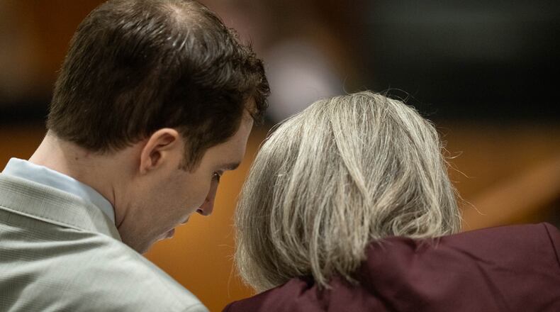 Tyler Robinson, left, charged in the fatal shooting of Charlie Kirk, speaks with defense attorney Staci Visser as he attends a preliminary hearing in 4th District Court in Provo, Utah, Tuesday, Sept. 1, 2026. (Francisco Kjolseth/The Salt Lake Tribune via AP, Pool)