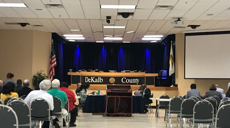 DeKalb commissioners gathered Thursday to hear an update on solutions to the county’s water billing issues. Martha Michael / martha.michael@ajc.com