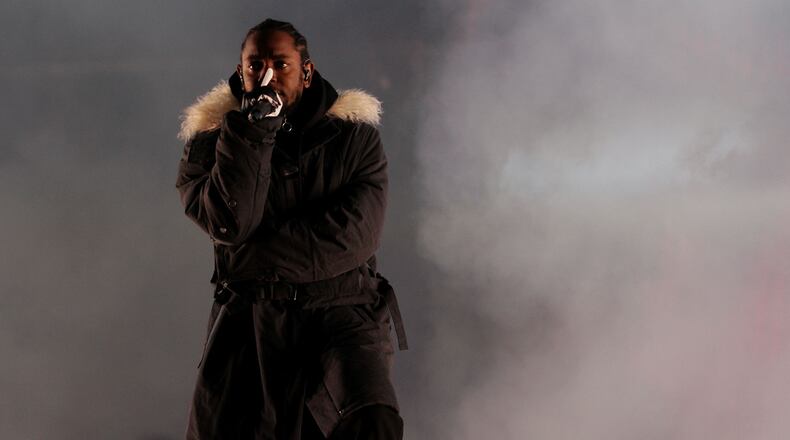 January 8, 2018 - ATLANTA: Grammy Award winning rapper, singer songwriter Kendrick Lamar performing for the halftime for the College Football Playoff championship game between Georgia and Alabama at Centennial Olympic Park on Monday, January 8, 2018. (Akili-Casundria Ramsess/Eye of Ramsess Media)