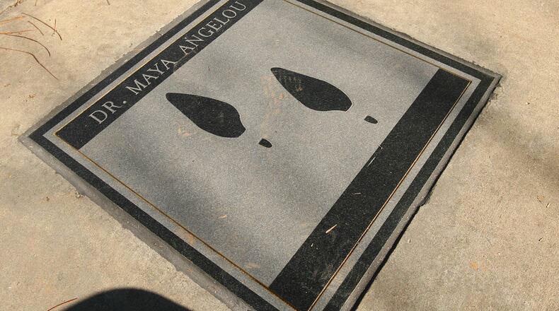 080112 -- ATLANTA ,GA: These are the footprints of Dr. Maya Angelou at the International Civil Rights Walk of Fame on Saturday at Ebenezer Baptist Church. JOHNNY CRAWFORD / Staff