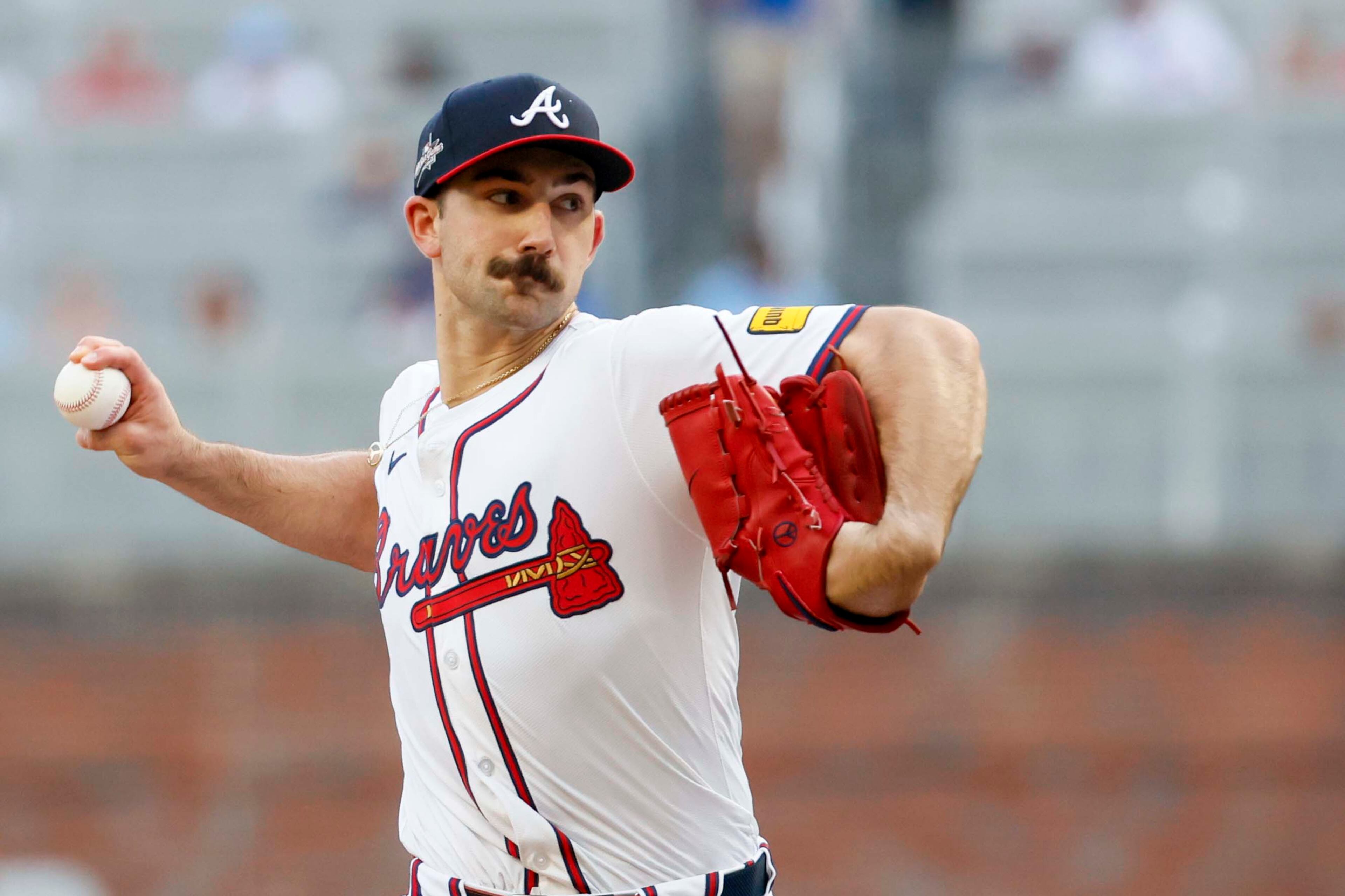Braves starting pitcher Spencer Strider (99) delivers to an Arizona Diamondbacks batter during the first inning at Truist Park on Tuesday, June 3, 2025, in Atlanta.
(Miguel Martinez/ AJC)
