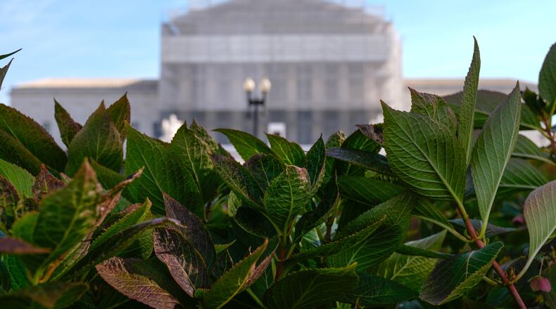 The U.S. Supreme Court is seen on Capitol Hill, Friday, Nov. 7, 2025, in Washington. (AP Photo/Mariam Zuhaib)