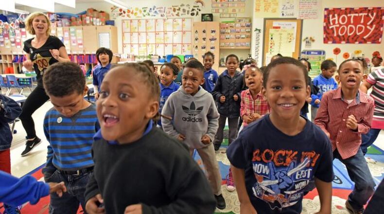 Kindergartners at Arthur Ashe Charter School in New Orleans. Opponents of Georgia's proposed Opportunity School District, modeled in part on Louisiana's Recovery School District, would rather file lawsuits than explain why we can't replicate some of New Orleans' success. (AJC Photo / Hyosub Shin)