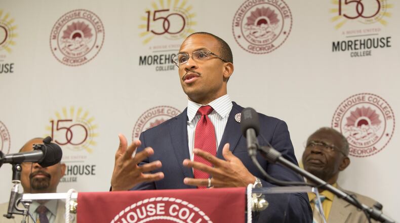 Harold Martin Jr., Morehouse College, class of 2002,  has recently been appointed as Morehouse's interim president after the sudden passing of President Bill Taggart. On June 29, 2017, Morehouse held a press conference for Martin. Chad Rhym/ Chad.Rhym@AJC.com