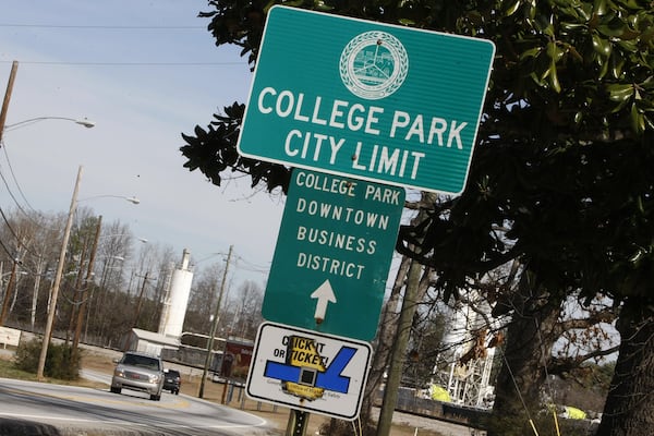 A sign on Highway 29 heading north into College Park marks the city limit. (Curtis Compton/AJC file photo)