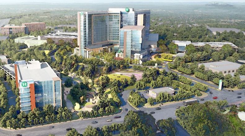 A rendering of the proposed North Druid Hills campus of Children's Healthcare of Atlanta, which is intended to replace its Egleston location.