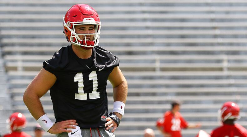 Georgia quarterback Jake Fromm has been wearing a brace over his non-throwing hand.