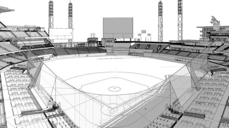 This diagram, from the Braves, shows how the netting will be extended at SunTrust Park.