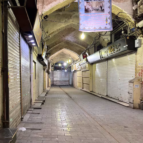 Shops are closed during protests in Tehran's centuries-old main bazaar, Iran, Tuesday, Jan. 6, 2026. (AP Photo/Vahid Salemi)