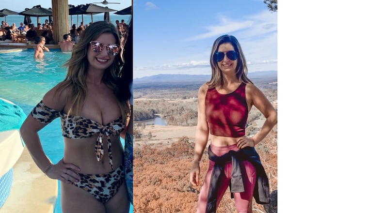 Alona Wall, in her before photo (on left) taken in 2018, weighed 130 pounds. In her after photo (on right), Wall weighed 114 pounds. It was taken in November 2019. CONTRIBUTED BY ALONA WALL