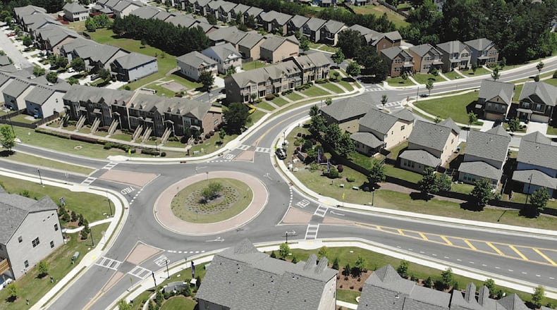 The Jamie Britt Intersection at Evermore North Boulevard and Highpoint Road in Snellville is helping to support traffic from the development of many multi-style residential units in the area. (Courtesy Evermore CID)