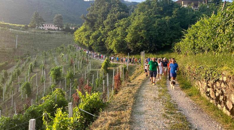 Valdobbiadene mayor Luciano Fregonese started weekly walks. 
Provided by the office of the mayor, Valdobbiadene, Italy