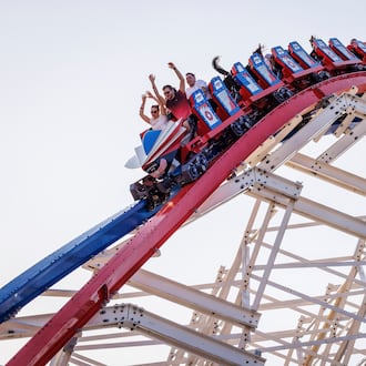 ArieForce One, an acclaimed roller coaster at Fun Spot America Atlanta in Fayetteville, Georgia, on June 11, 2023. (Dustin Chambers/The New York Times)