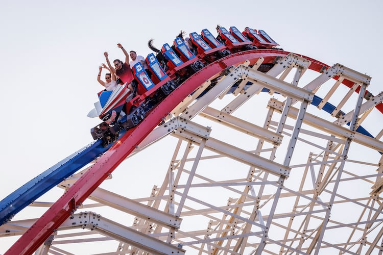ArieForce One, an acclaimed roller coaster at Fun Spot America Atlanta in Fayetteville, Georgia, on June 11, 2023. (Dustin Chambers/The New York Times)