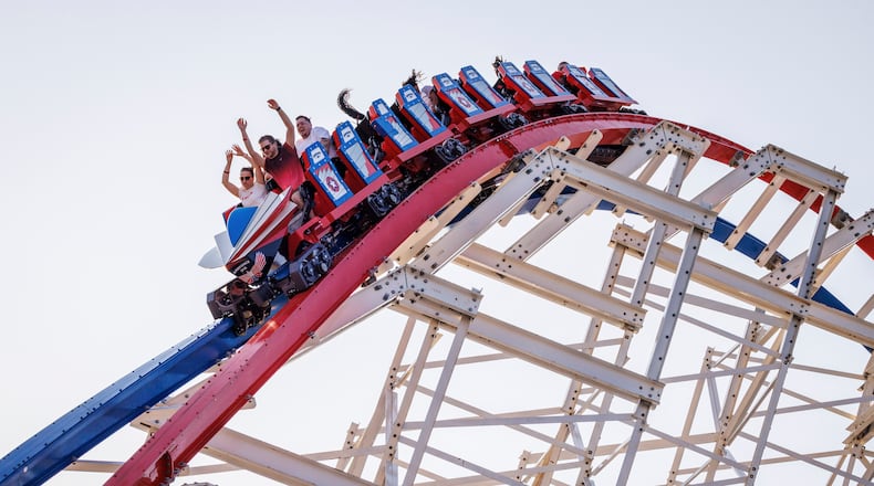 ArieForce One, an acclaimed roller coaster at Fun Spot America Atlanta in Fayetteville, Georgia, on June 11, 2023. (Dustin Chambers/The New York Times)