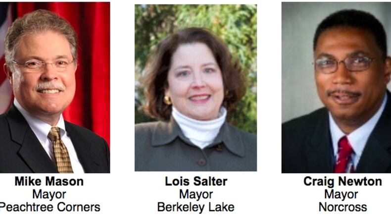 The mayors of Berkeley Lake, Norcross and Peachtree Corners will join the Southwest Gwinnett Chamber for a panel discussion on the common issues facing the cities July 13 in Peachtree Corners. Courtesy Southwest Gwinnett Chamber