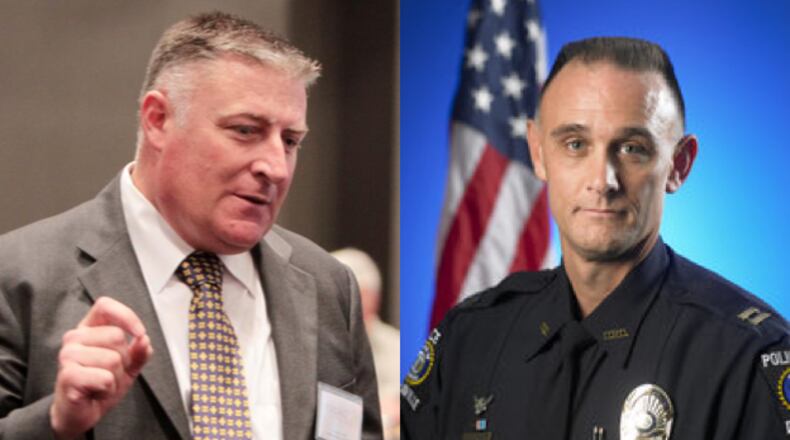 John King (left) was appointed to a statewide post, so Assistant Chief Chuck Atkinson was promoted to interim chief.