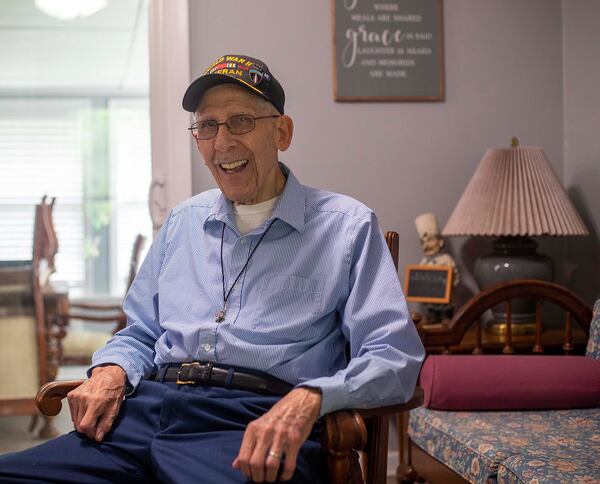 09/15/2021 — Thomson, Georgia — World War II veteran Louis Graziano, 98, sits for a portrait at his residence in Thomson, Wednesday, September 15, 2021. (Alyssa Pointer/Atlanta Journal Constitution)