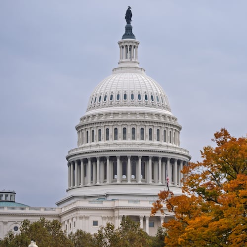 The Capitol is seen on day 34 of the government shutdown, in Washington, Monday, Nov. 3, 2025. (AP Photo/J. Scott Applewhite)