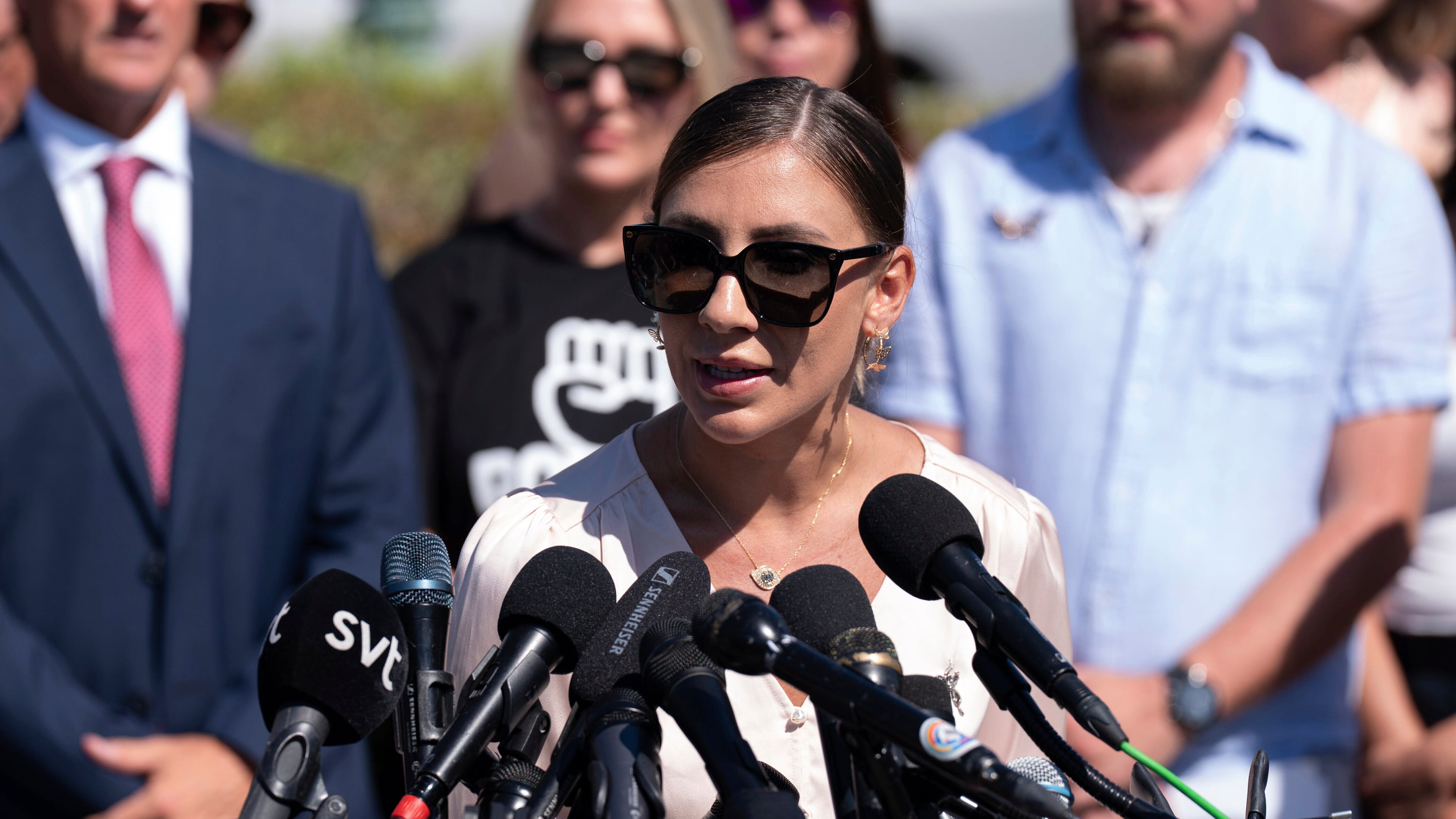 FILE - Marina Lacerda speaks during a news conference at the U.S. Capitol, Sept. 3, 2025, in Washington. (AP Photo/Jose Luis Magana, File)
