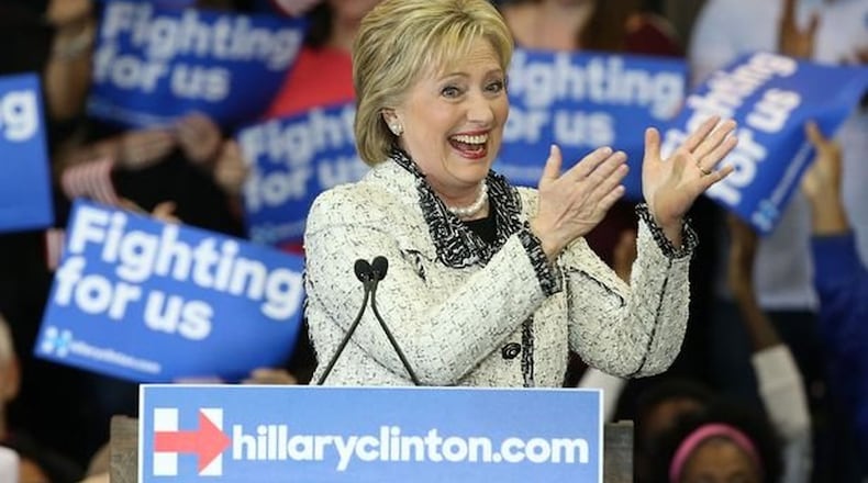 Hillary Clinton on Tuesday became the first woman to head a major party ticket in the U.S., shattering a major glass ceiling. GETTY IMAGES