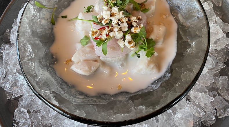 Fresh-Catch Coconut Ceviche from Fogón and Lions. (Ligaya Figueras / ligaya.figueras@ajc.com)
