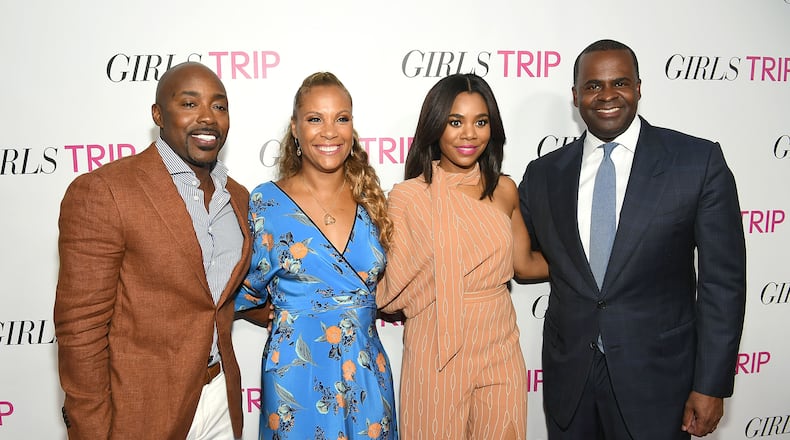 ATLANTA, GA - JULY 11: (L-R) Will Packer, Heather Hayslett Packer, Regina Hall and Kasim Reed at "Girls Trip" Atlanta special screening at SCADshow on July 11, 2017 in Atlanta, Georgia. (Photo by Paras Griffin/Getty Images for Universal Pictures)