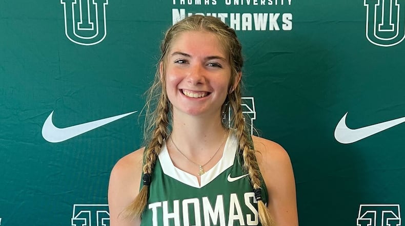 Marietta High School student Cate Gruehn was awarded a scholarship to play flag football at Thomas University.