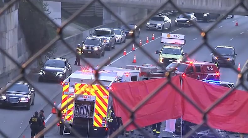 A wrong-way crash was reported Sunday morning along Ga. 400 in Buckhead.