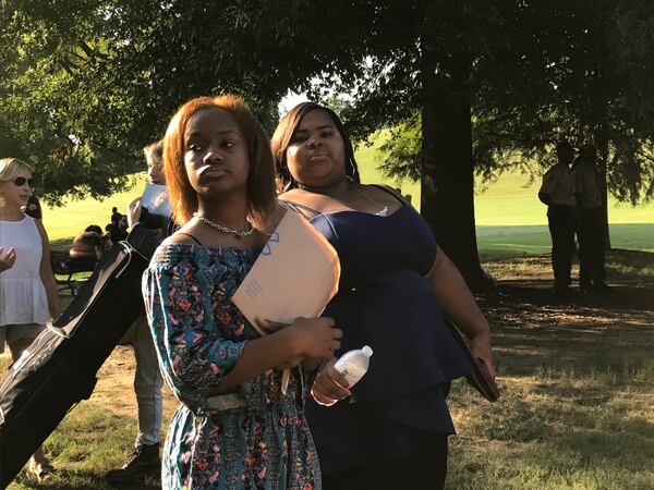  Larq Wumble and Sharnae Leland, who finished in the top six during WSB-TV's Atlanta Idol, nervously wait for their turn. Neither got through. CREDIT: Rodney Ho/rho@ajc.com