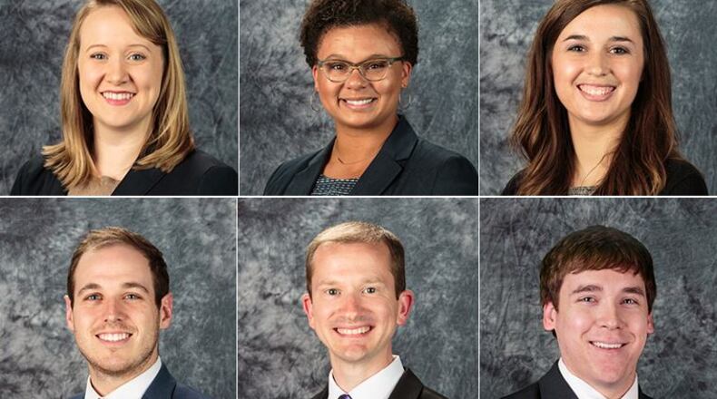 Gwinnett County schools announced their six Teacher of the Year finalists Wednesday. From top left: Lisa Hamilton of Pinckneyville Middle; Brittany Mayweather of Mulberry Elementary; Jamie Lynn McFarland of Rock Springs Elementary;  Alex Robson of GIVE Center West;  Brian Sinyard of Chattahoochee Elementary; and Luck Smith of Norcross High. (Credit: Gwinnett County Public Schools)