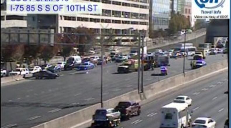 A multi-car crash delayed traffic on I-75/I-85. (Credit: Channel 2 Action News)