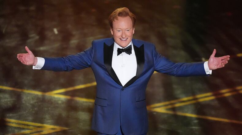 FILE - Host Conan O'Brien appears during the Oscars in Los Angeles on March 15, 2026. (AP Photo/Chris Pizzello, File)