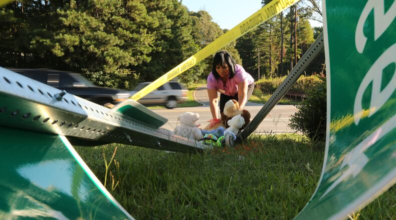 Well-wishers had left stuffed animals at the scene at Ga. 138 near Riverdale.
